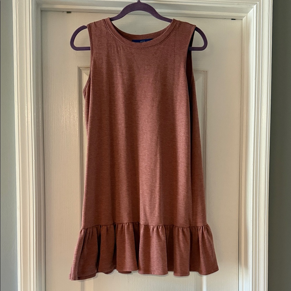 Sleeveless Ruffle-Hem Dress - Rust Pink